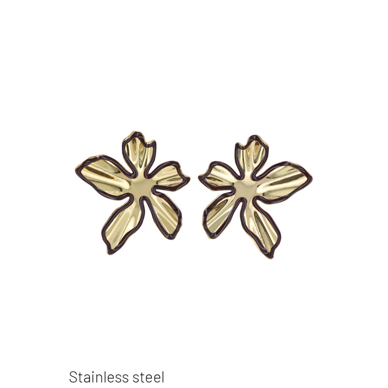 STAINLESS STEEL POST EARRING FLOWER WITH EPOXY