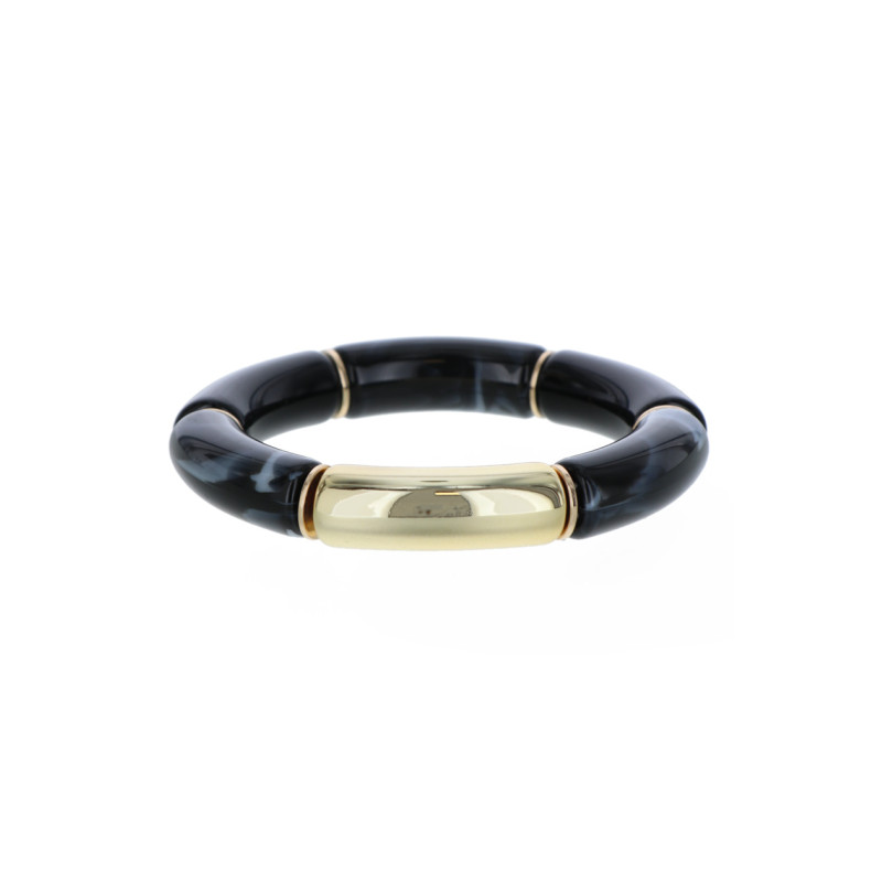 BRACELET ELASTIQUE, RÉSINE EFFET MARBRÉ, TUBE MET.