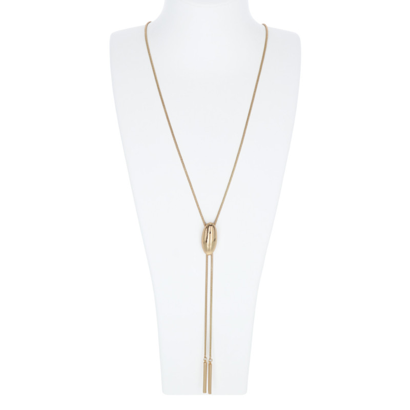 COLLIER LONG À CHAÎNE AVEC PENDENTIF OVALE ET PAMP