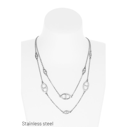 LANGE STALEN KETTING MET OVALE VORM