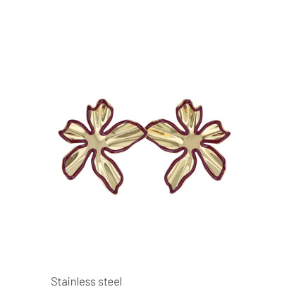 STAINLESS STEEL POST EARRING FLOWER WITH EPOXY