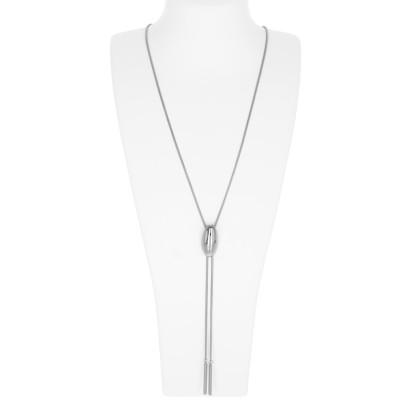 COLLIER LONG À CHAÎNE AVEC PENDENTIF OVALE ET PAMP