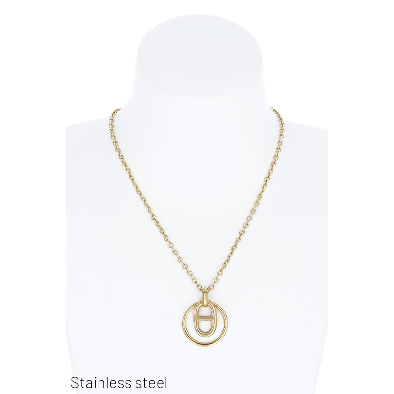 COLLIER À GROS MAILLONS EN ACIER INOXYDABLE AVEC P
