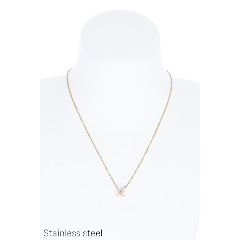 COLLIER EN ACIER, PENDENTIF FLEUR, RÉSINE