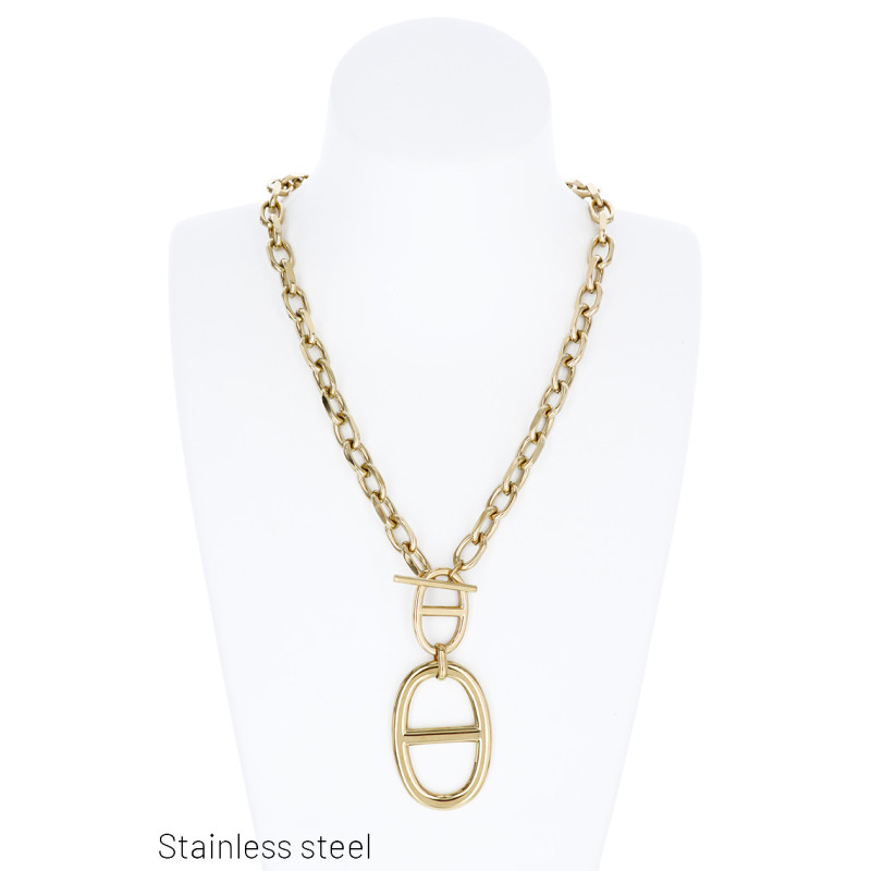 COLLIER EN ACIER INOXYDABLE À GROS MAILLONS AVEC P