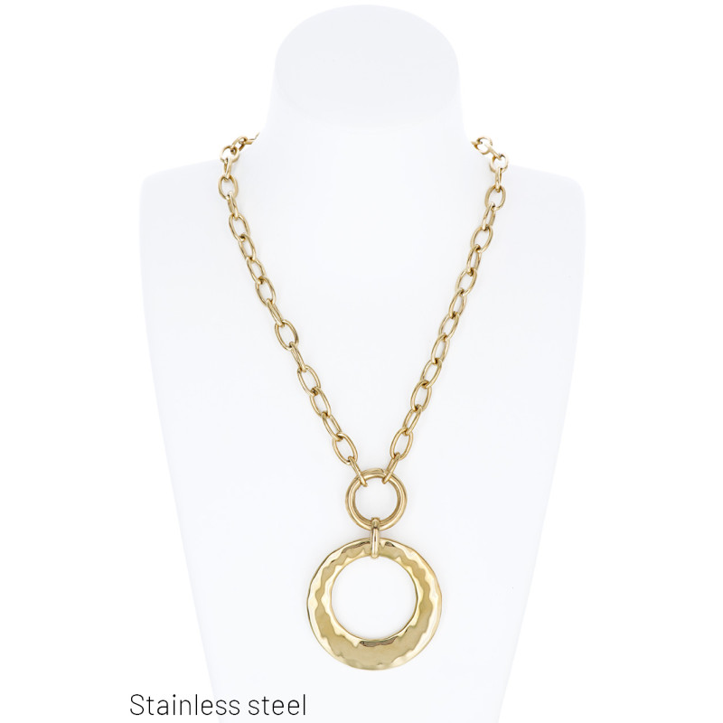 COLLIER À GROS MAILLONS EN ACIER INOXYDABLE AVEC P