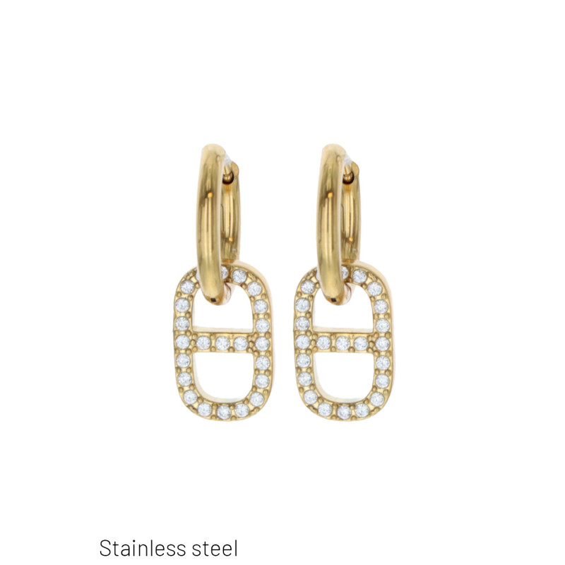 BOUCLES DÂOREILLES CROLES EN ACIER INOXYDABLE AVE