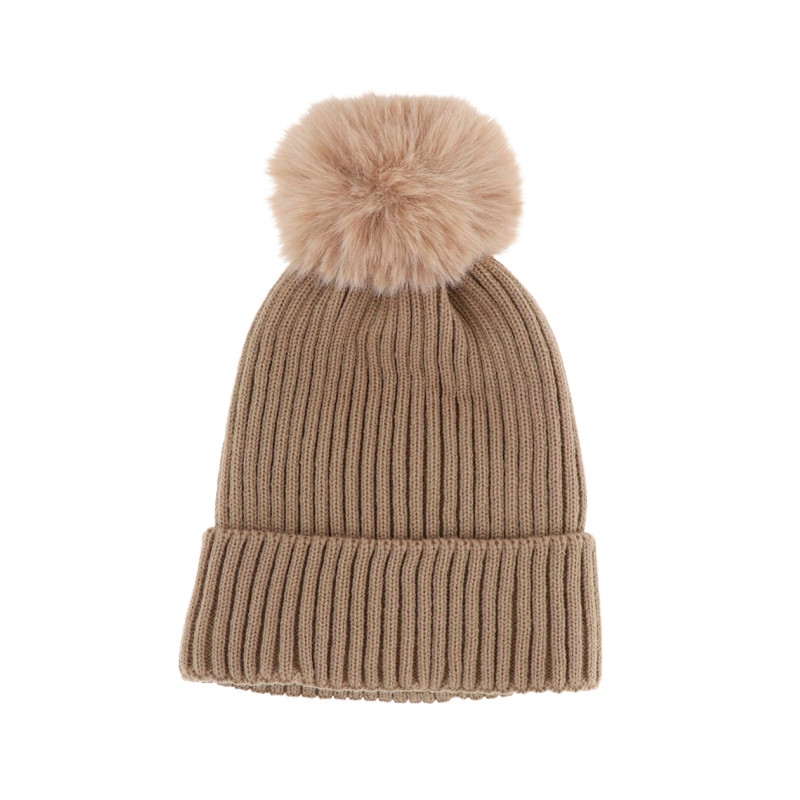 GEBREID HOED EFFEN KLEUREN MET POMPON