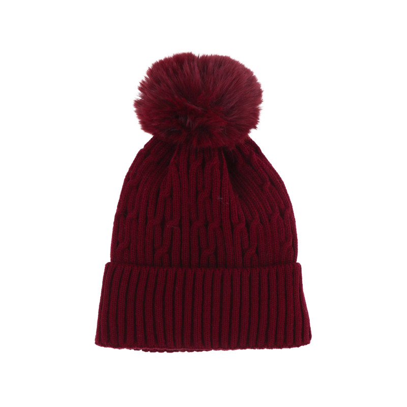 BONNET TRICOTE DE COULEUR UNI AVEC POMPON
