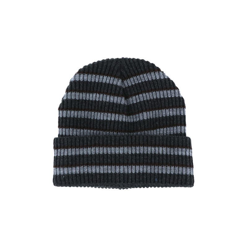 BONNET TRICOTÉ ENFANT AVEC REVERS ET RAYURES