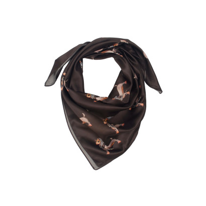 VIERKANTE POLYSILK SJAAL MET HONDENPRINT