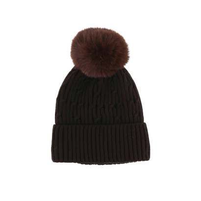 BONNET TRICOTE DE COULEUR UNI AVEC POMPON