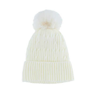 BONNET TRICOTE DE COULEUR UNI AVEC POMPON