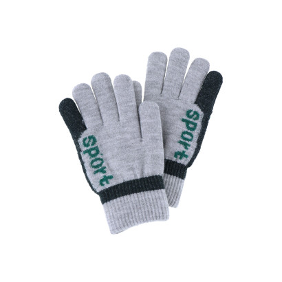 GANTS ENFANT TRICOTES COULEUR UNIE AVEC LOGO SPORT