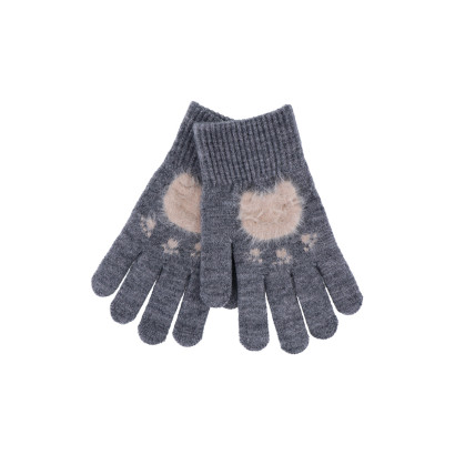 GANTS ENFANT TRICOTES, PETIT CHAT ET TRACES PATTES