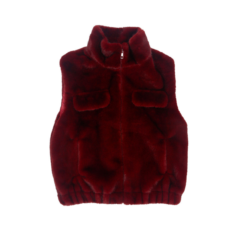 VESTE EN FAUSSE FOURRURE, FERMETURE ZIP ET POCHES