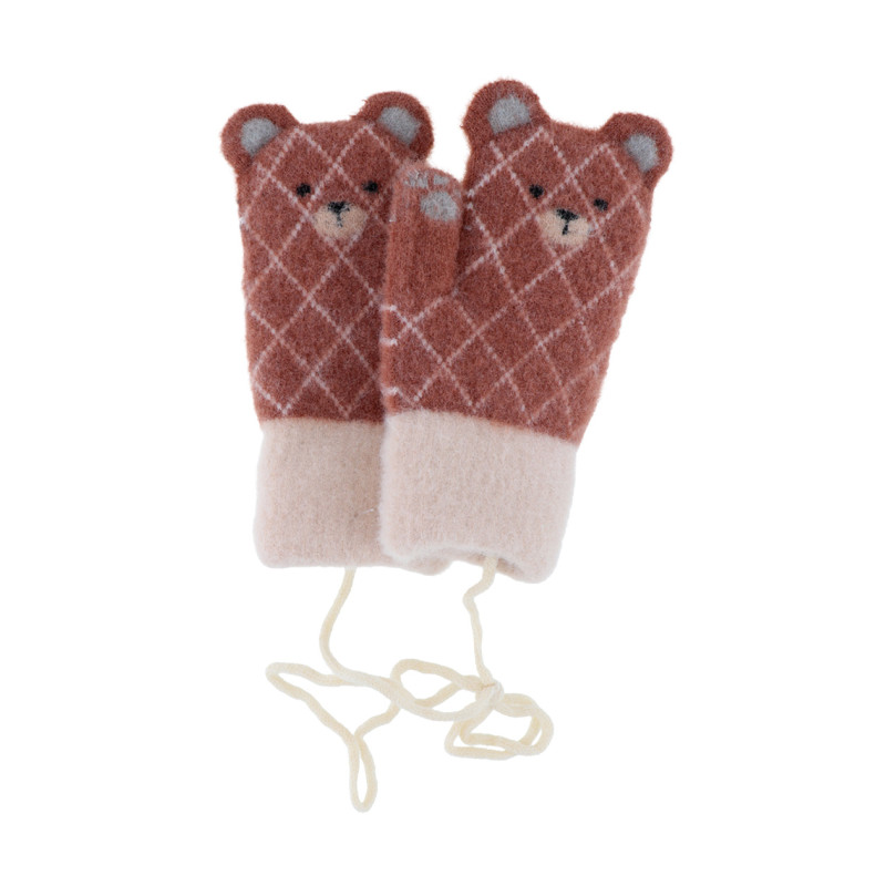 KIDS GEBREIDE WANT MET TEDDY BEER MET GEOMETRISCHE