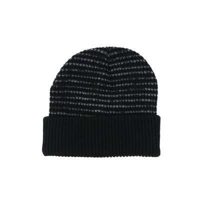 BONNET TRICOTÉ ENFANT AVEC REVERS ET RAYURES