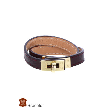 BRACELET EN CUIR AVEC FERMOIR VERROU À TOURNER