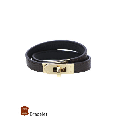 BRACELET EN CUIR AVEC FERMOIR VERROU À TOURNER