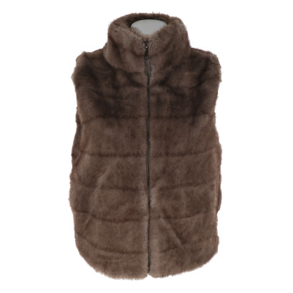 CHAQUETA SIN MANGAS PIEL SINTÉTI. RAYAS, BOLSILLOS