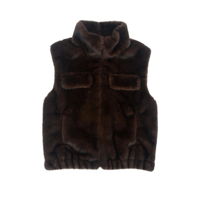 VESTE EN FAUSSE FOURRURE, FERMETURE ZIP ET POCHES