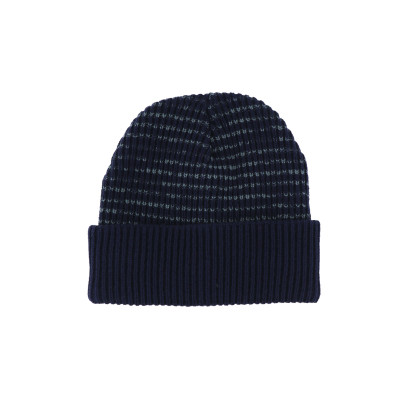 BONNET TRICOTÉ ENFANT AVEC REVERS ET RAYURES