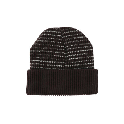 BONNET TRICOTÉ ENFANT AVEC REVERS ET RAYURES