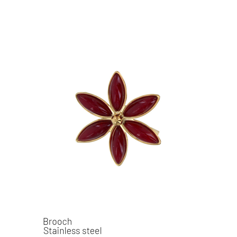 BROCHE EN ACIER INOXYDABLE EN FORME DE FLEUR AVEC 
