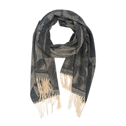 FOULARD TISSÉ AVEC FLEURS ET AVEC FRANGES