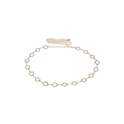 CHAIN BELT WITH FLOWERS AND RHINESTONES