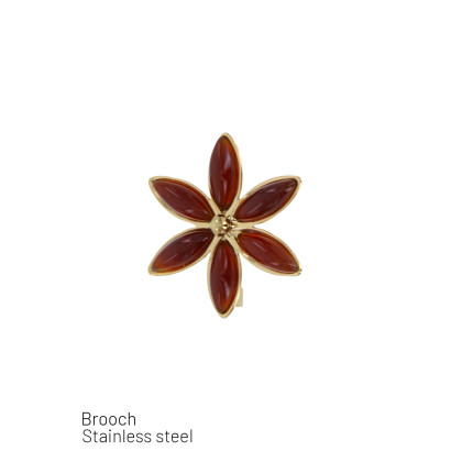 BROCHE EN ACIER INOXYDABLE EN FORME DE FLEUR AVEC 