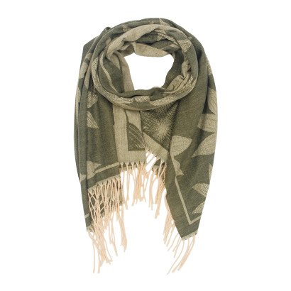 FOULARD TISSÉ AVEC FLEURS ET AVEC FRANGES