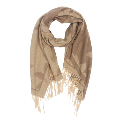 FOULARD TISSÉ AVEC FLEURS ET AVEC FRANGES