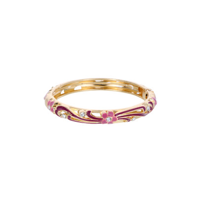 BRACELET RIGIDE AVEC FLEURS ET STRASS