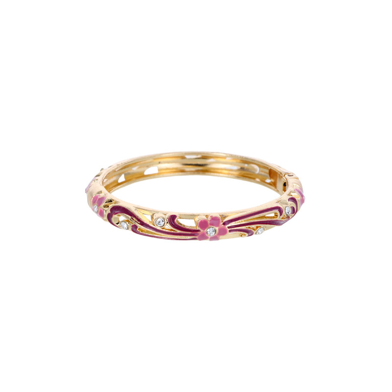 BRACELET RIGIDE AVEC FLEURS ET STRASS