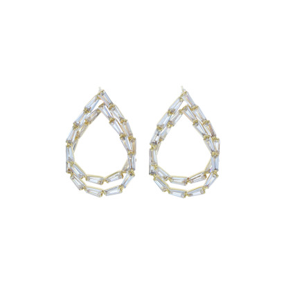 BOUCLES D'OREILLES FORME DE GOUTTE ET STRASS