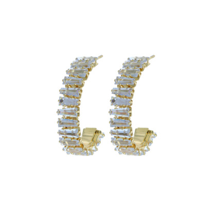 EARRINGS HALF MOON WITH RHINESTONES