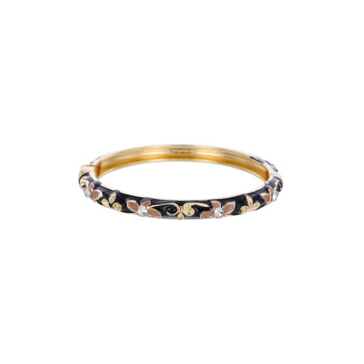 RIGID BRACELET WITH BEADS AND FLOWERS