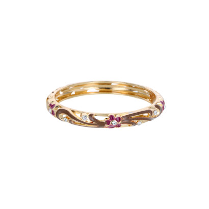 BRACELET RIGIDE AVEC FLEURS ET STRASS