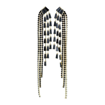 EARRINGS CHAIN FRINGES & RHINESTONES