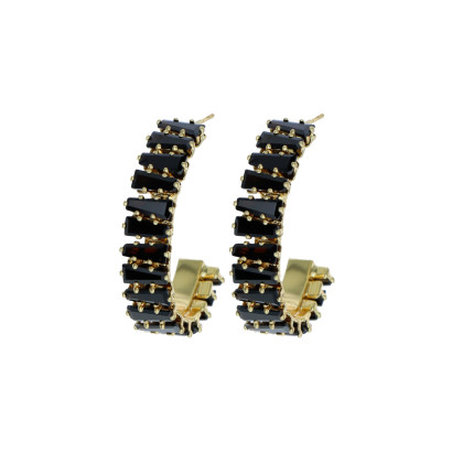 EARRINGS HALF MOON WITH RHINESTONES
