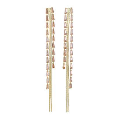 EARRINGS CHAIN FRINGES & RHINESTONES