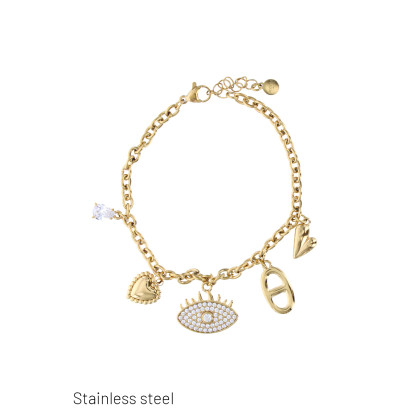 BRACELET EN ACIER AVEC BRELOQUES