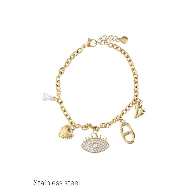 BRACELET EN ACIER AVEC BRELOQUES
