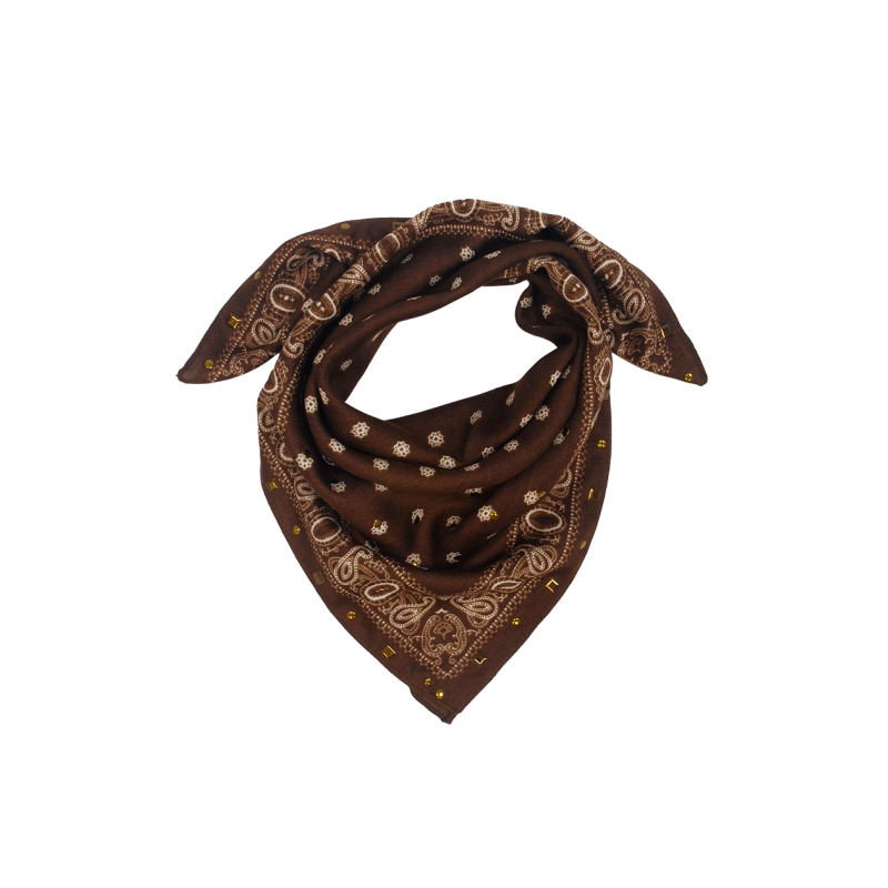 SQUARE SCARF PAISLEY PATTERN AND STUDS