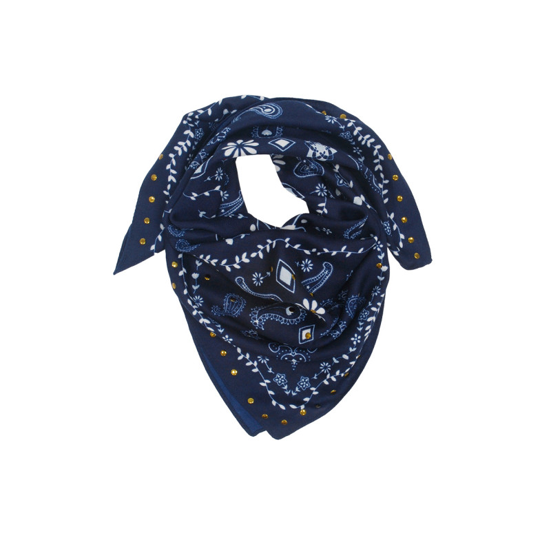 SQUARE SCARF PAISLEY PATTERN AND STUDS