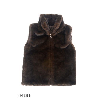 VESTE SANS MANCHE FAUSSE FOURRURE, ZIP