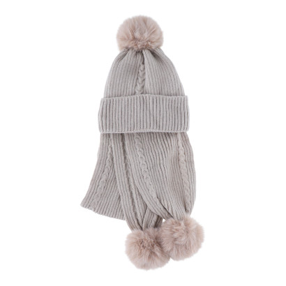 SET ENF.: BONNET, ÉCHARPE, TRICOT TORSADÉ, COULEUR