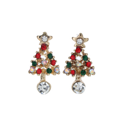 EARRINGS WITH CHRISTMAS TREE AND STRASS